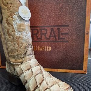 Corral Brown and Cream Embroidered Heeled Boots